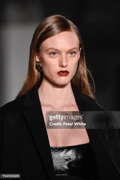 Model walks the ruway at Cushnie Et Ochs Fashion Show during New York Fashion Week at Pier 17 on February 9, 2018 in New York City.