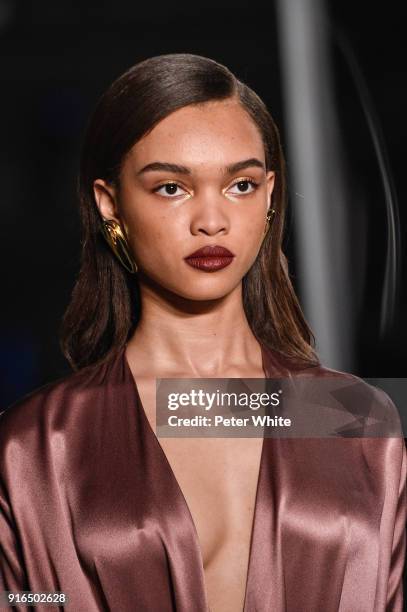 Model walks the ruway at Cushnie Et Ochs Fashion Show during New York Fashion Week at Pier 17 on February 9, 2018 in New York City.