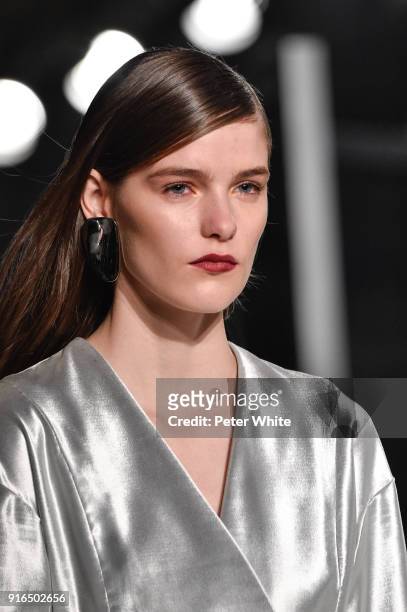 Model walks the ruway at Cushnie Et Ochs Fashion Show during New York Fashion Week at Pier 17 on February 9, 2018 in New York City.