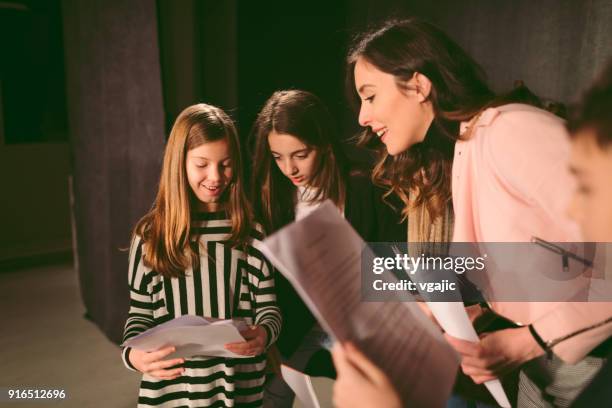 school play rehearsal - child actor stock pictures, royalty-free photos & images