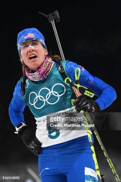 Susan Dunklee of the United States looks on during the Women's Biathlon 7.5km Sprint on day one of the PyeongChang 2018 Winter Olympic Games at...