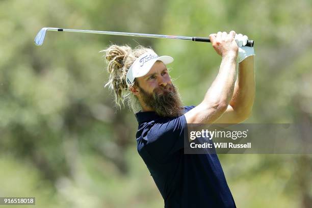 Jack Wilson of Australia plays his second shot on the 6th hole during day three of the World Super 6 at Lake Karrinyup Country Club on February 10,...