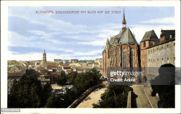 Ak Altenburg in Thüringen, Schlosskirche mit Blick auf die Stadt