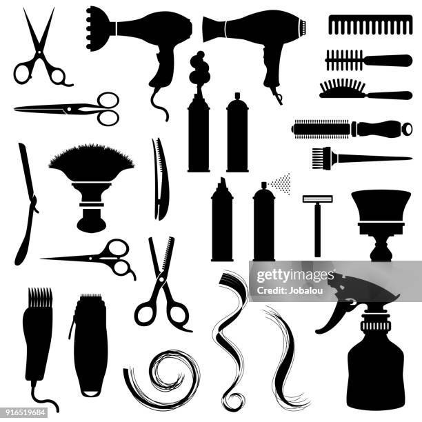 haar stil-ikonen - haartrockner stock-grafiken, -clipart, -cartoons und -symbole