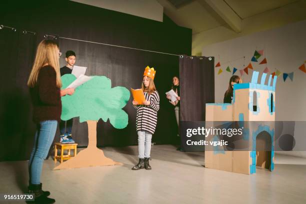 school play rehearsal - stage set stock pictures, royalty-free photos & images