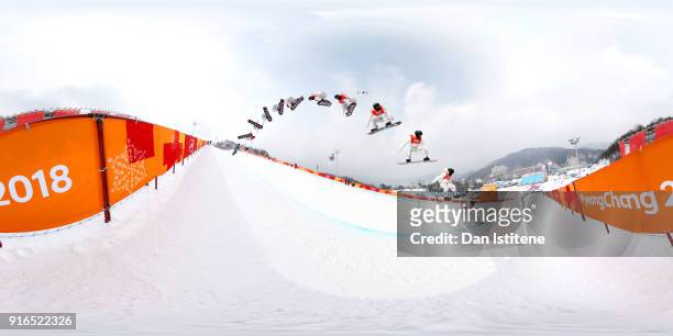 Snowboarder Shaun White of the United States takes part in a half pipe training session on day one of the PyeongChang 2018 Winter Olympic Games at...