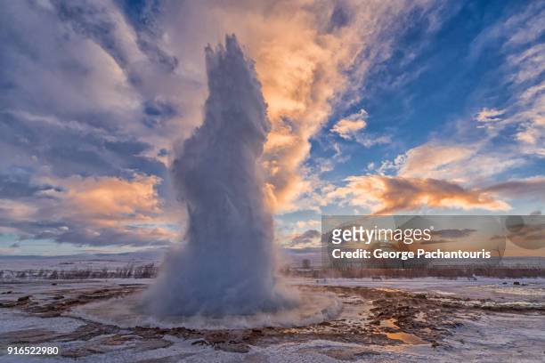 strokkur geyser, iceland - strokkur stock pictures, royalty-free photos & images