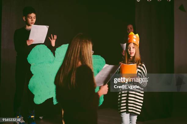 school play rehearsal - child actor stock pictures, royalty-free photos & images