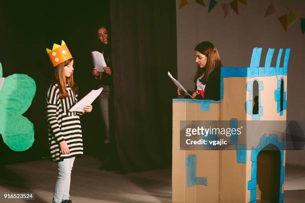 school play rehearsal - children theater stock pictures, royalty-free photos & images