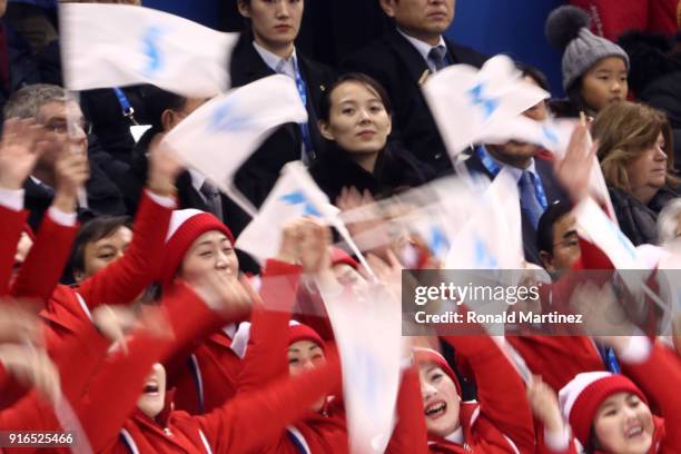 President Thomas Bach, North Korean ceremonial head of state Kim Yong Nam and Kim Yo-jong, sister of North Korean leader Kim Jong-un, attend the...