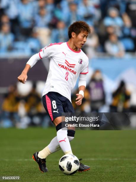 Yoichiro Kakitani of Cerezo Osaka in action during the Xerox Super Cup match between Kawasaki Frontale and Cerezo Osaka at the Saitama Stadium on...