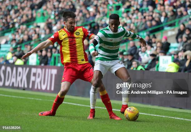 Celtic's Charlie Musonda and Partick Thistle's Callum Booth during the William Hill Scottish Cup, fifth round match at Celtic Park, Glasgow.