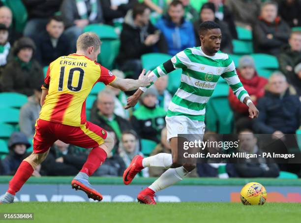 Celtic's Charlie Musonda and Partick Thistle's Chris Erskine during the William Hill Scottish Cup, fifth round match at Celtic Park, Glasgow.