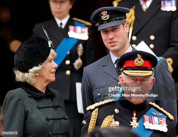 Camilla Duchess of Cornwall, HRH Prince William and HRH Prince Charles, The Prince of Wales attend a service of commemoration to mark the end of...