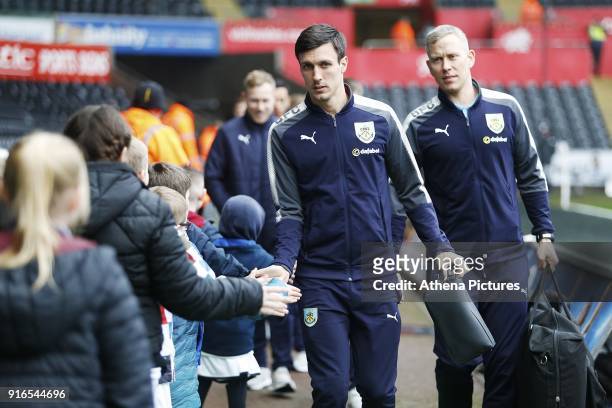 Former Swansea player Jack Cork of Burnley arrives at Liberty Stadium prior to kick off of the Premier League match between Swansea City and Burnley...