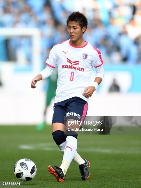 Yoichiro Kakitani of Cerezo Osaka in action during the Xerox Super Cup match between Kawasaki Frontale and Cerezo Osaka at the Saitama Stadium on...