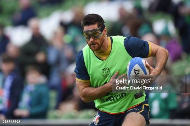 Dublin , Ireland - 10 February 2018; Ian McKinley of Italy warms up prior to the Six Nations Rugby Championship match between Ireland and Italy at...