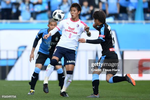 Yoichiro Kakitani of Cerezo Osaka in action during the Xerox Super Cup match between Kawasaki Frontale and Cerezo Osaka at the Saitama Stadium on...