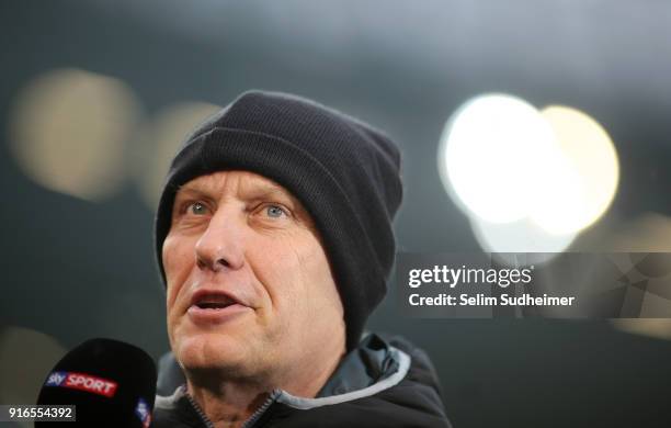 Headcoach Christian Streich of SC Freiburg looks on prior to the Bundesliga match between Hannover 96 and Sport-Club Freiburg at HDI-Arena on...