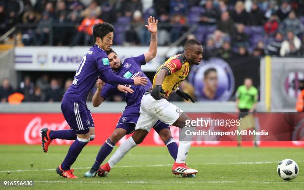Brussels, Belgium / Rsc Anderlecht v Kv Mechelen / "nRyota MORIOKA - Kenneth SAIEF - Yacouba SYLLA"nFootball Jupiler Pro League 2017 - 2018 Matchday...