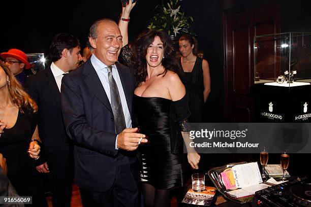 Fawaz Gruosi and Albane Cleret attend the De Grisogono Cocktail Celebrating end of Paris Fashion Week Spring/Summer 2010 on October 8, 2009 in Paris,...