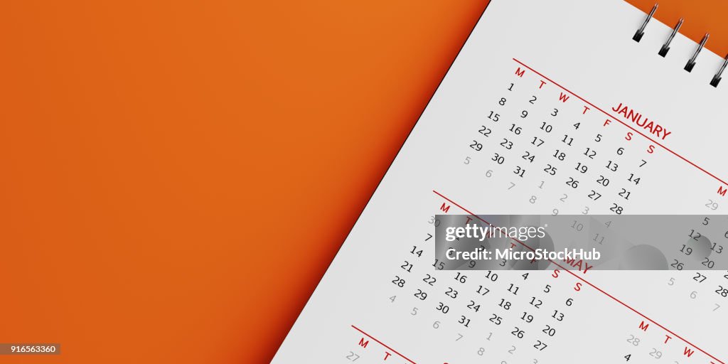 White Calendar On Orange Background