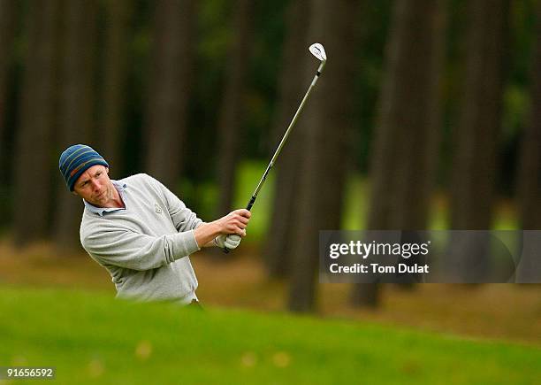 Patrick Devine of Royal Dublin plays a shot during the SkyCaddie PGA Fourball Championship at Forest Pines Golf Club on October 09, 2009 in...