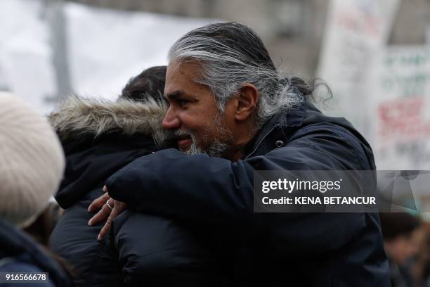 Immigrant rights activist Ravi Ragbir attends a Rally a day after he granted temporary stay of deportation in Foley Square on February 10, 2018 in...