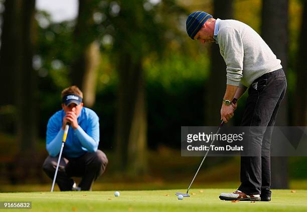 Paddy Devine of Royal Dublin plays a shot on 11th hole during the SkyCaddie PGA Fourball Championship at Forest Pines Golf Club on October 09, 2009...