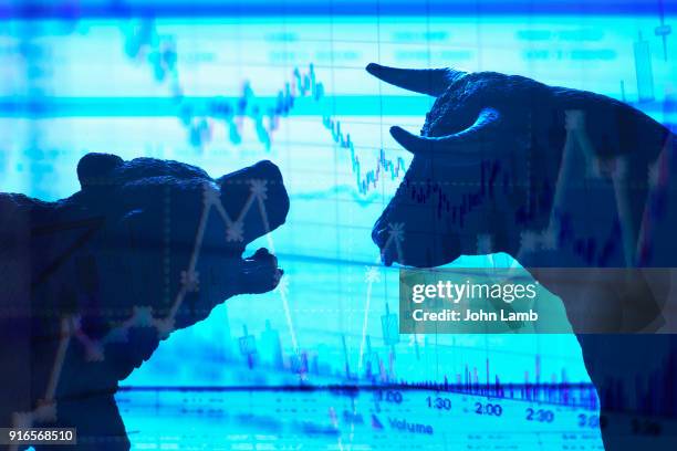 bull and bear stock market - bear market (expressão inglesa) imagens e fotografias de stock