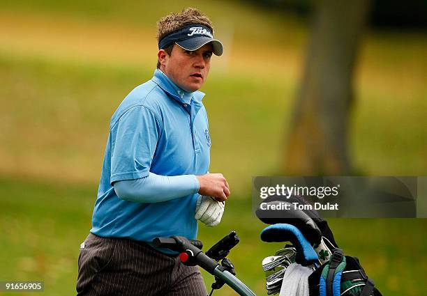 Stuart Taylor of Island walks down the course during the SkyCaddie PGA Fourball Championship at Forest Pines Golf Club on October 09, 2009 in...