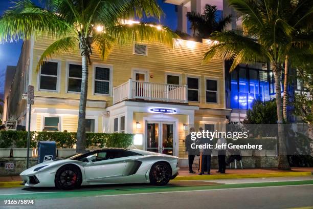 Florida, Miami Beach, Browns Hotel with Steakhouse and Sports Car.
