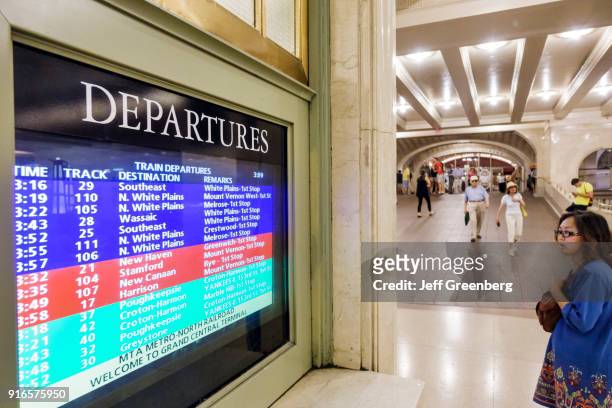 Metro-North Railroad departures board at the Grand Central Terminal in Manhattan.