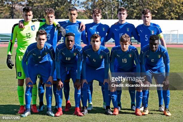 Players of Italy U16 Giovanni Garofani, Sebastiano Esposito, Cosimo Da Graca, Riccardo Calafiori, Lorenzo Pirola, Raffaele Spina Stefano Cester,...