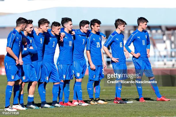 Players of Italy U16 Raffaele Spina, Stefano Cester, Sebastiano Esposito, Christian Dimarco, Andrea Capone, Guillaume Renault, Tommaso Milanese,...