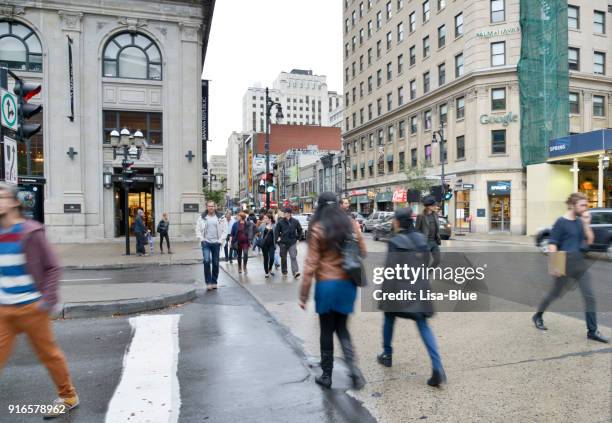 citylife, downtown montreal. - pedestrian stock pictures, royalty-free photos & images