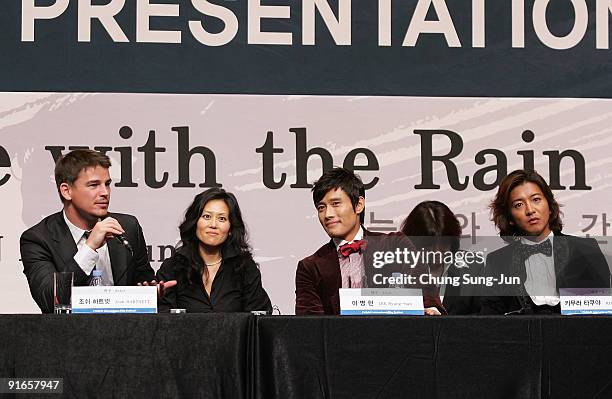 Actor Josh Hartnett, Lee Byung-Hun and Takuya Kimura attend at the Press Conference-Gala Presentation 'I Come with the Rain' during the 14th Pusan...