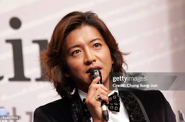 Actor Takuya Kimura attends at the Press Conference-Gala Presentation 'I Come with the Rain' during the 14th Pusan International Film Festival at the...
