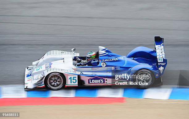 Luis Diaz drives the Lowe's Fernandez Racing Acura during practice for the American Le Mans Series 2009 Monterey Sports Car Championships at Mazda...