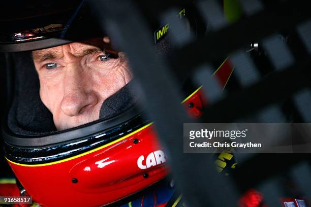 Mark Martin, driver of the Kellogg's/CARQUEST Chevrolet, prepares to drive during practice for the NASCAR Sprint Cup Series Pepsi 500 at Auto Club...
