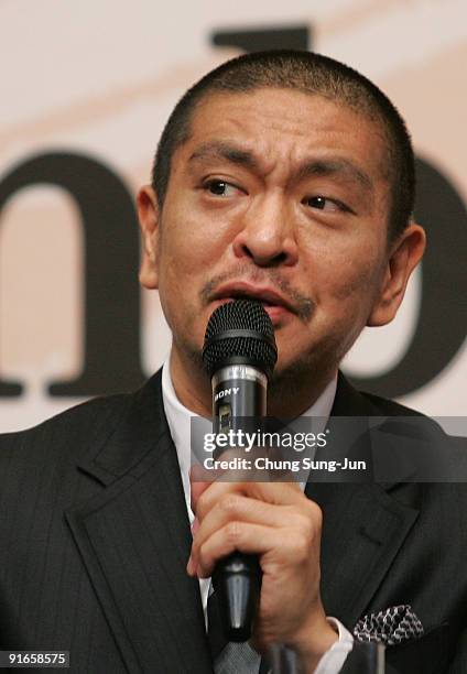 Director and actor Hitoshi Matsumoto attends a Press Conference-Gala Presentation 'Symbol' during the 14th Pusan International Film Festival at the...