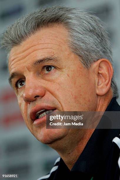 Mexican national soccer team head coach Javier Aguirre attends a press conference at the Mexican Football Federation's High Performance Center on...