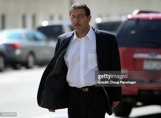 Mohammed Zazi arrives at U.S. District Court in Denver on October 9, 2009 in Denver, Colorado. Mohammed Zazi was indicted by a federal grand jury for...