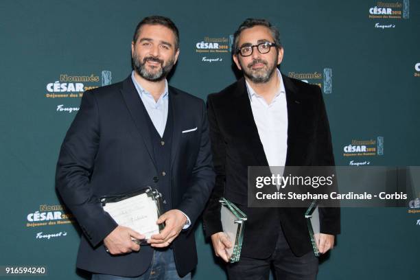 Directors Olivier Nakache and Eric Toledano, nominated together for Best Director for the film 'Le Sens de la Fete' attend the Cesar 2018 - Nominee...