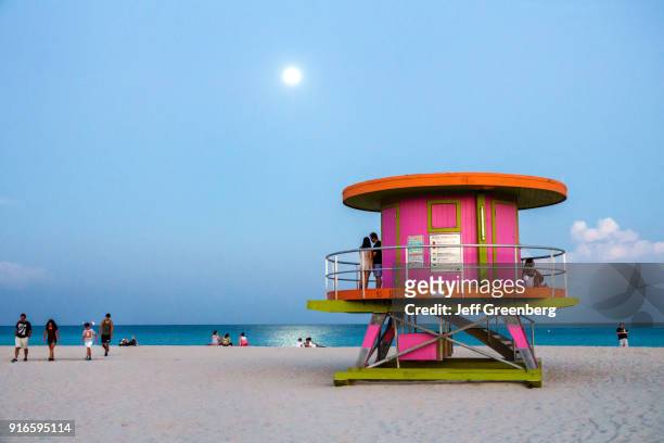 Miami Beach, South Beach Lifeguard Station at Twilight.