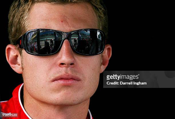 Ryan Briscoe driver of the Team Penske Dallara Honda during practice for the IRL IndyCar Series Firestone Indy 300 on October 9, 2009 at the...