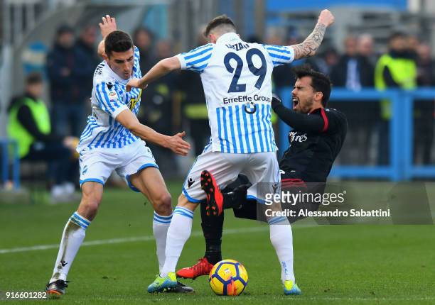 Fernandez Saenz Jesus Joaquin Suso of AC Milan competes for the ball whit Manuel Lazzari of Spal during the serie A match between Spal and AC Milan...