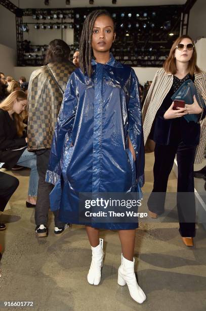 Recording artist Kelela attends the Dion Lee fashion show during New York Fashion Week: The Shows at Gallery I at Spring Studios on February 10, 2018...