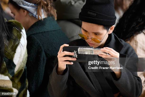 Kim Geronimo attends the Dion Lee fashion show during New York Fashion Week: The Shows at Gallery I at Spring Studios on February 10, 2018 in New...