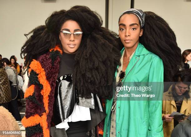 Wonder and Cipriana Quann attend the Dion Lee fashion show during New York Fashion Week: The Shows at Gallery I at Spring Studios on February 10,...
